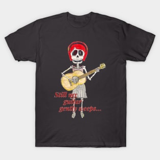 Lively Bones Guitar Girl pixel finish. T-Shirt
